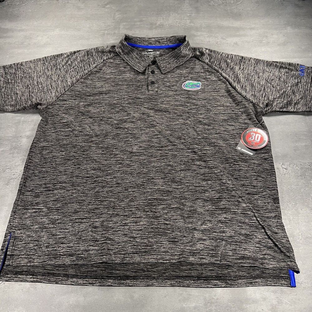 Florida Gators Polo Shirt Men 2XL XXL Gray Black‎ Striped Camo Logo Golf UF NEW